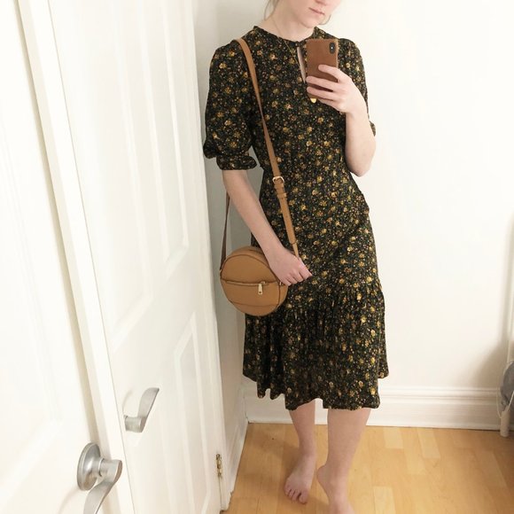 Sunning Vintage Floral Midi Dress - Poof Sleeves - Picture 12 of 13